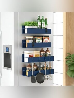 HuggieGems 4 Pack Magnetic Spice Storage Rack Organizer